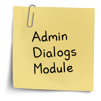 admin dialogs module on post it note
