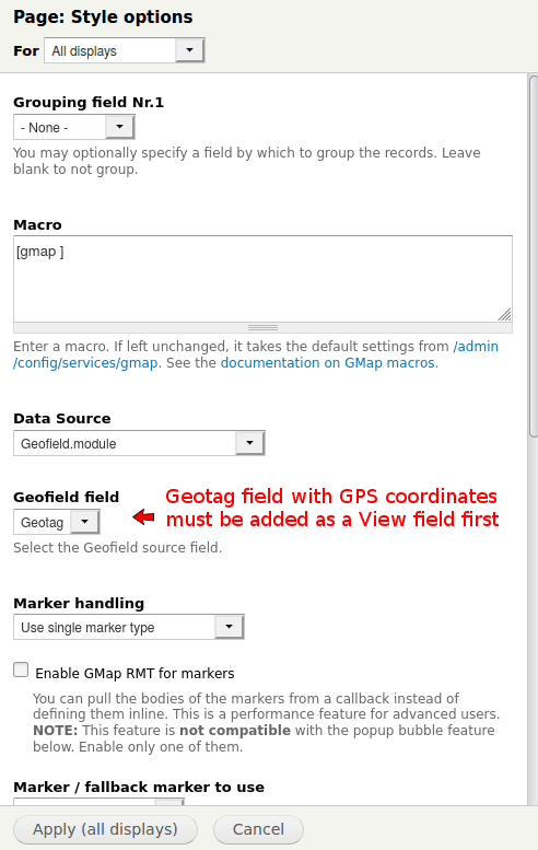 Gmap Views configuration