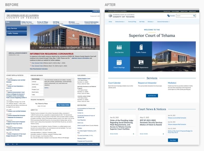 JCC Tehama Superior Court Before and After
