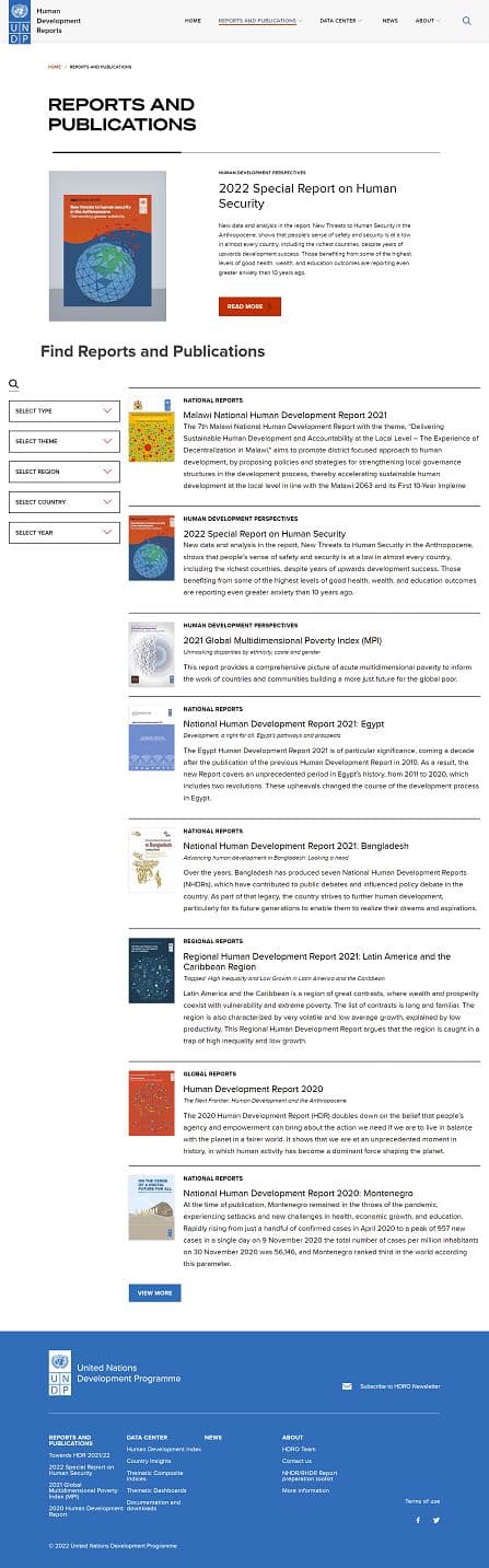HDRO website publications landing page