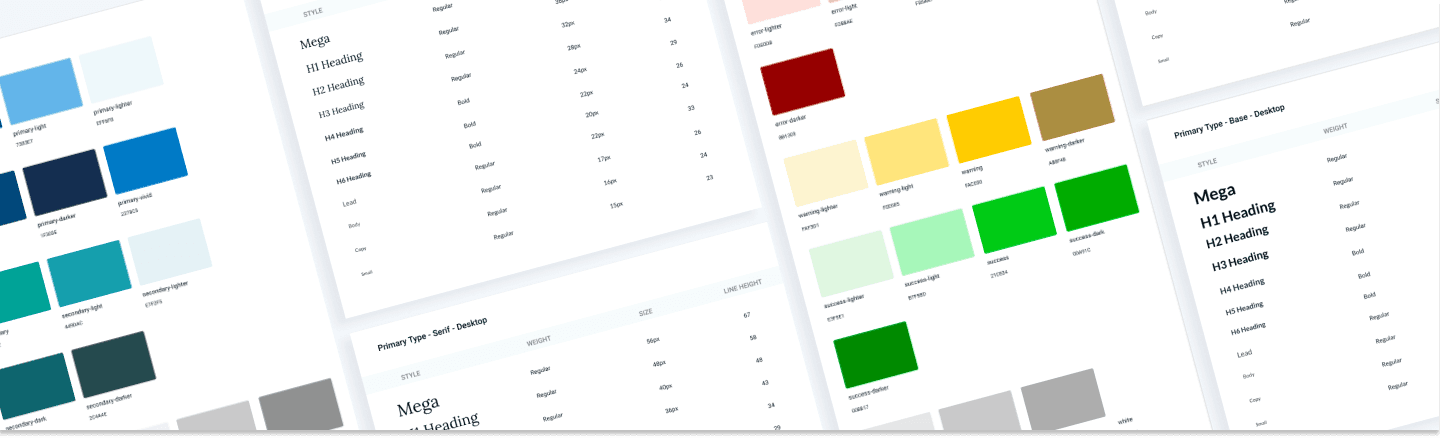 Fonts and colors that make up a designs system