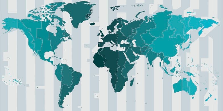 Time zone map of the world