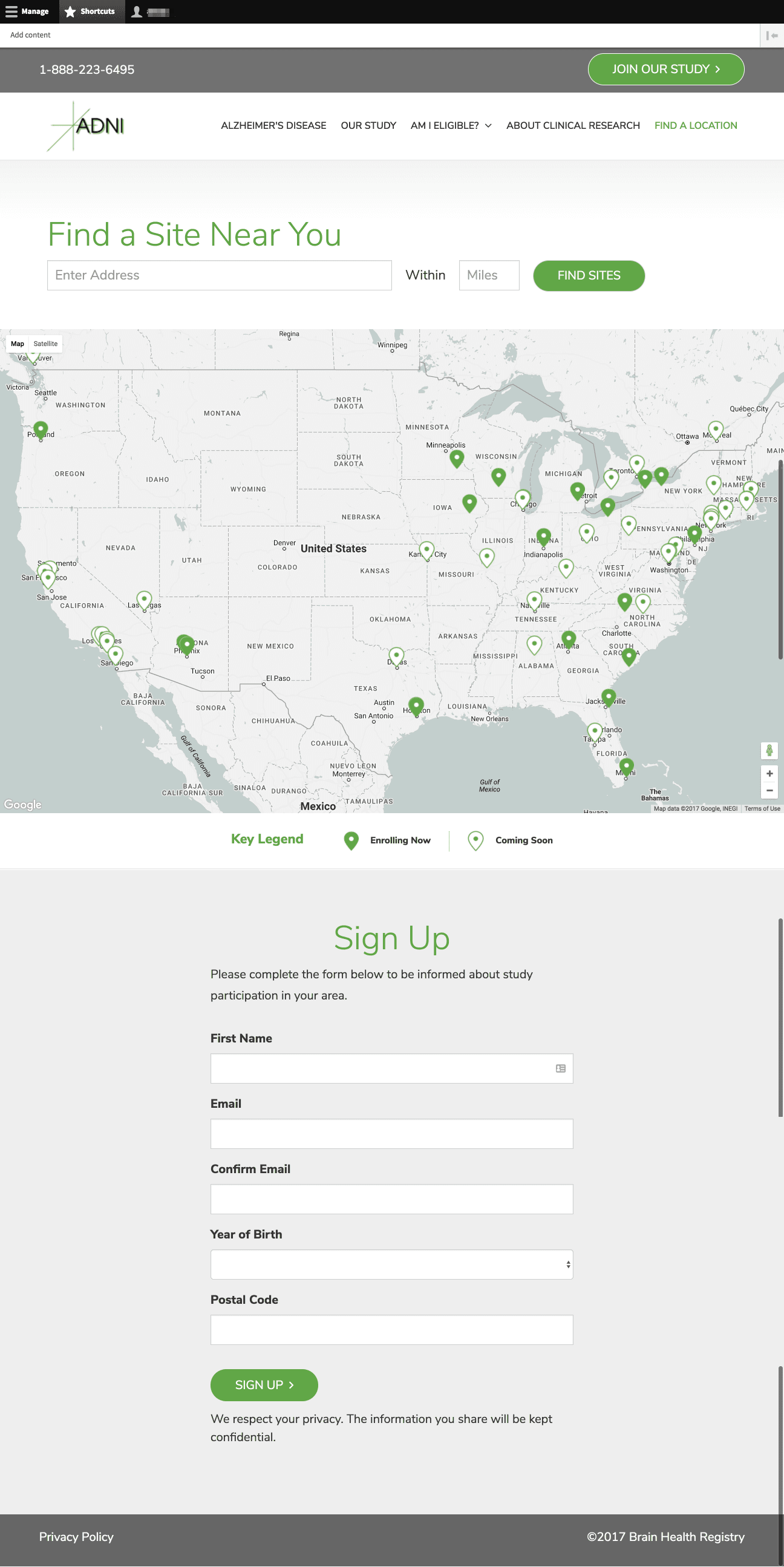 Clinic locations map