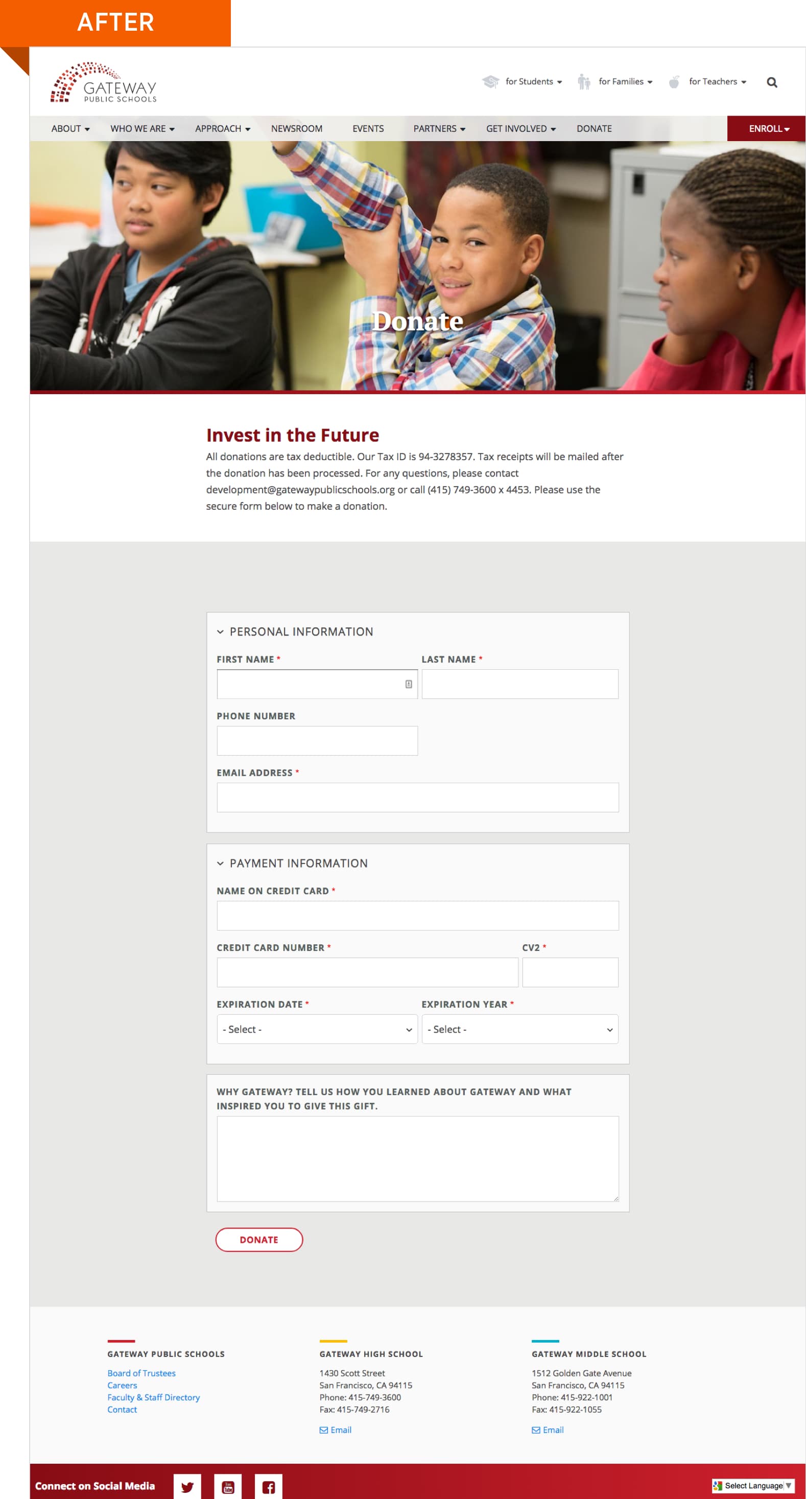 Gateway's New Donation Form