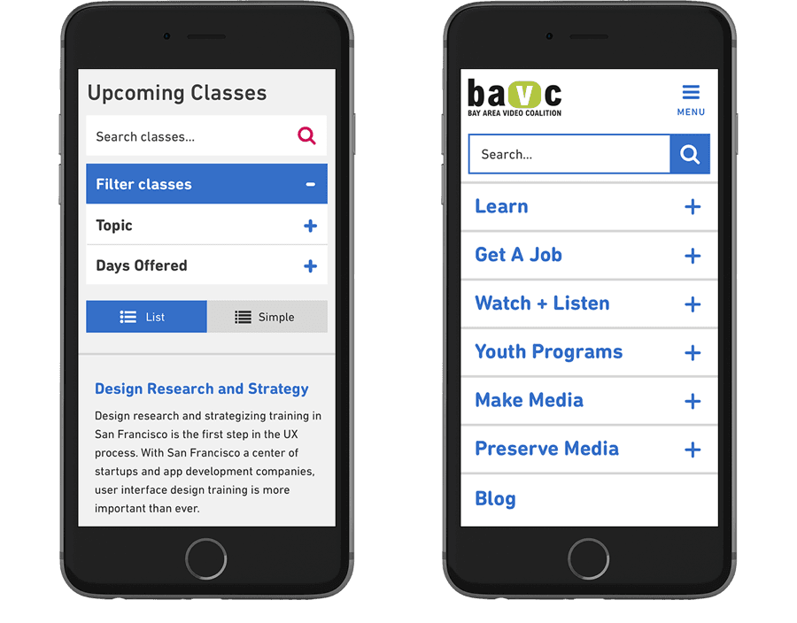 BAVC mobile design