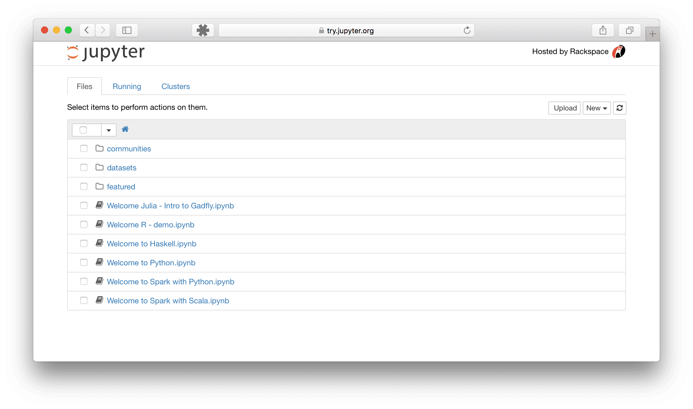 Jupyter start screen