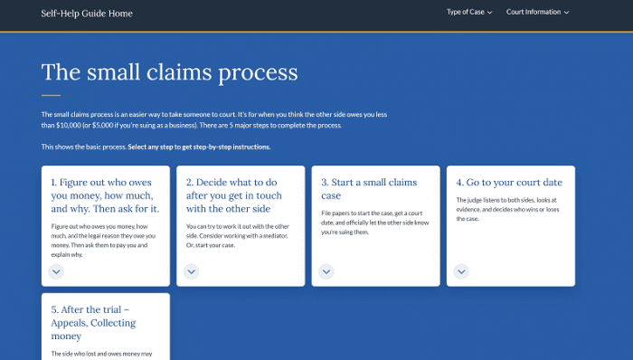 California SRL Small Claims Process Page