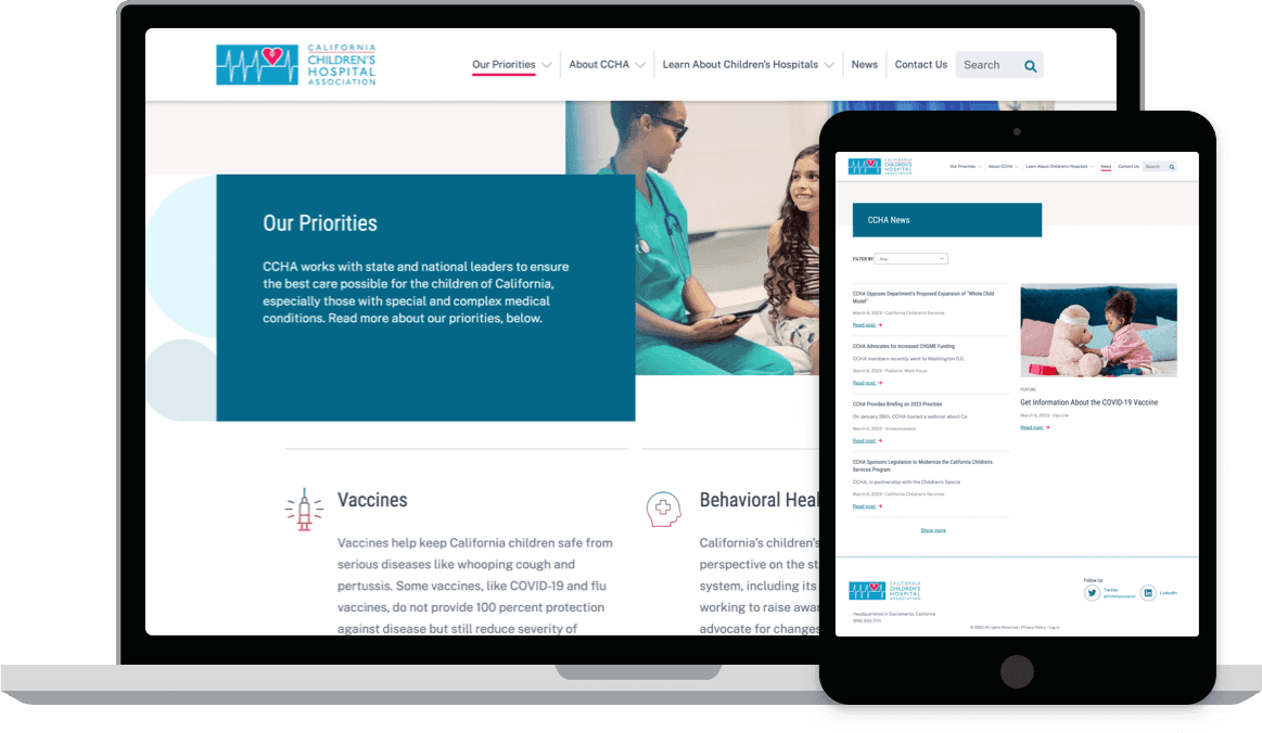CCHA Homepage laptop and tablet