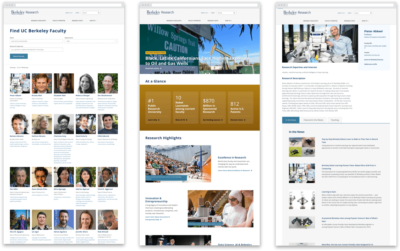 Desktop comps for UC Berkeley Research website