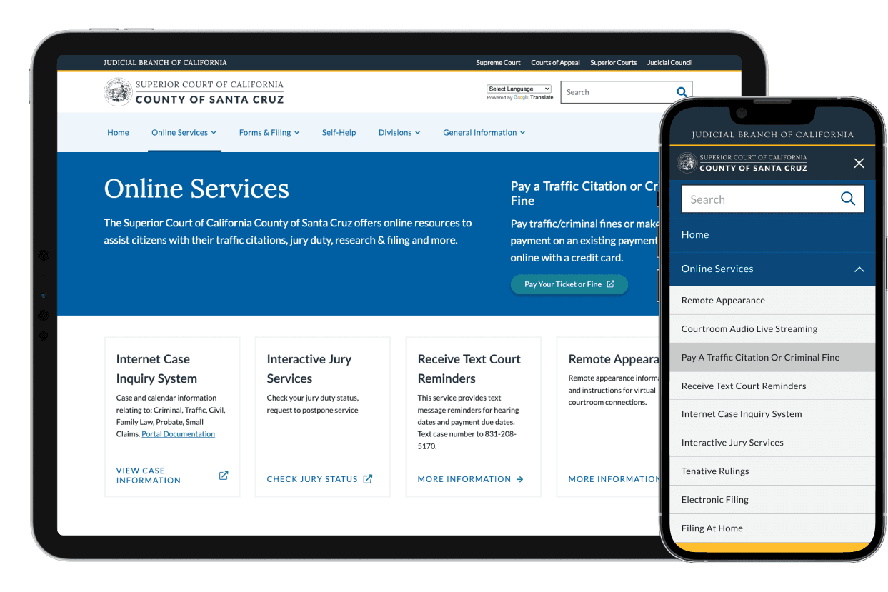 tablet view of online services