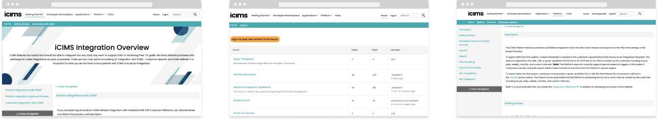 icims website screenshots