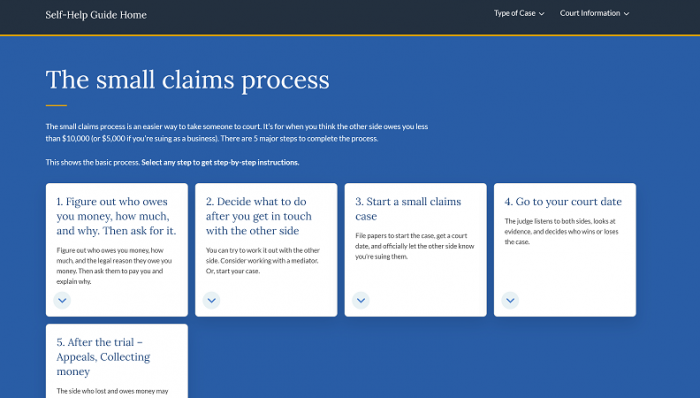 California SRL Small Claims Process Page