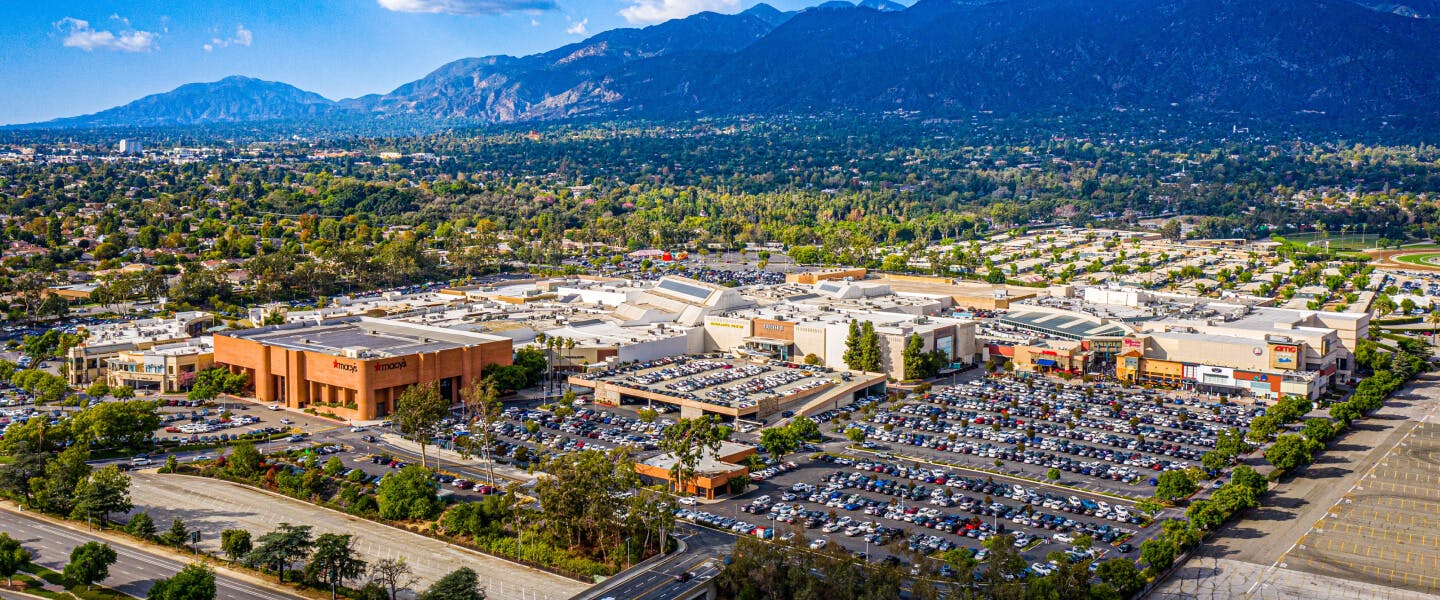 Aerial image of The Shops at Santa Anita mall.